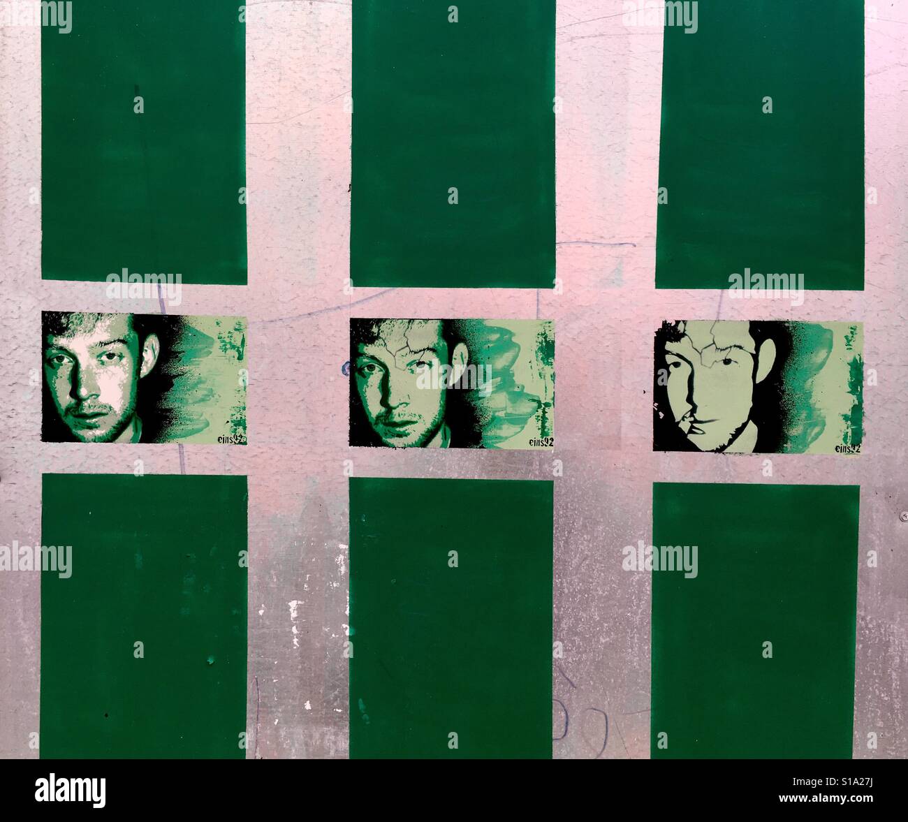 Portrait of a Man in Street Art Style, Southsea Uk - Smartphone Captured Stock Image