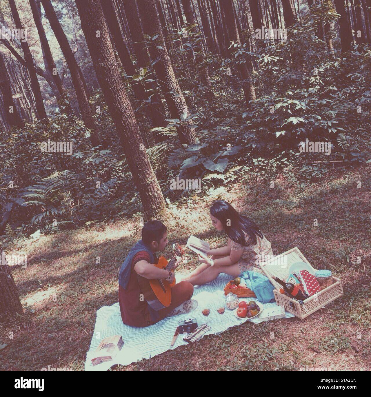 Couple and picnic and retro hi-res stock photography and images - Alamy