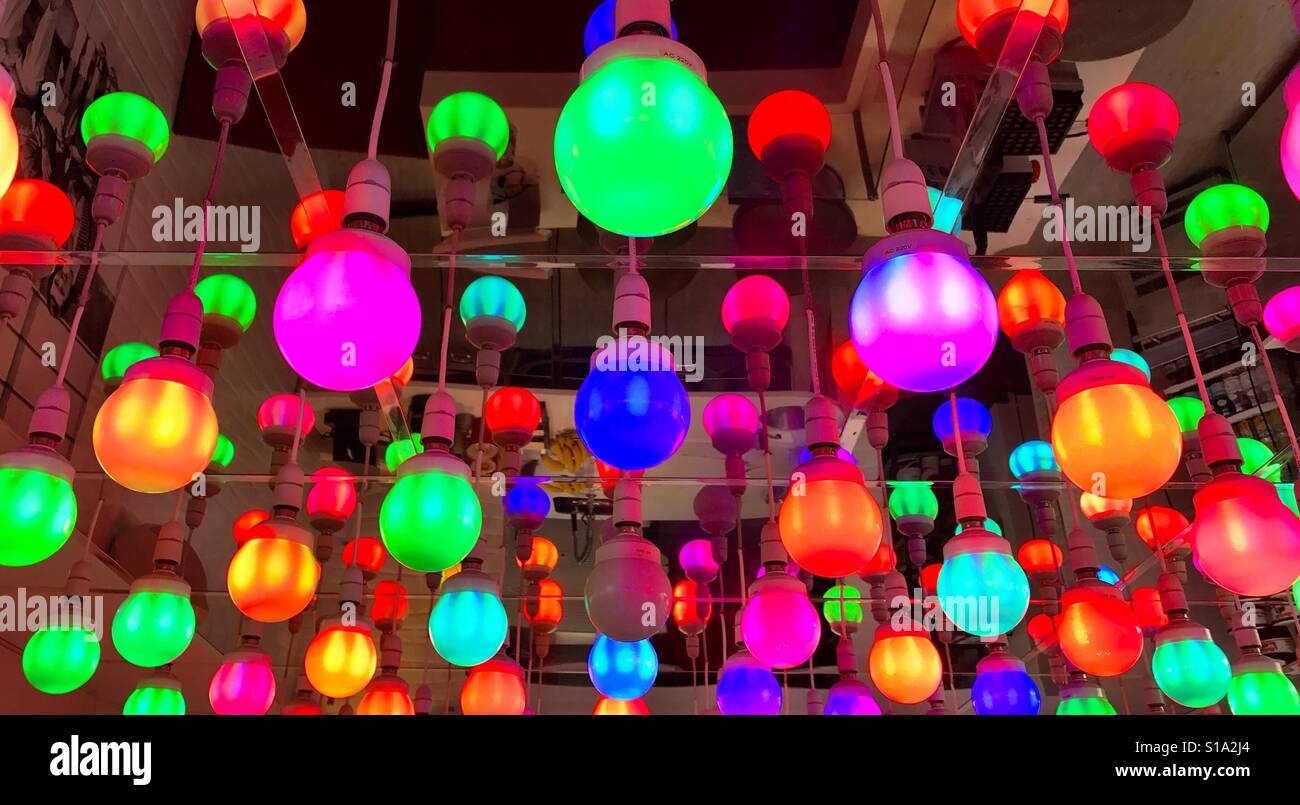 Colourful light bulbs Stock Photo