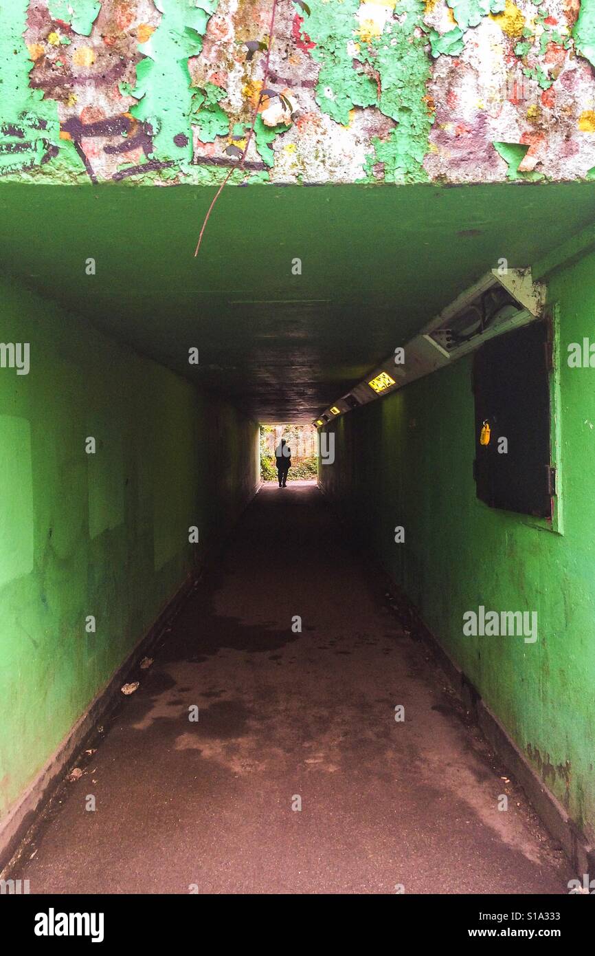 Silhouette of a man at the entrance of an underpass - Smartphone Captured Stock Image