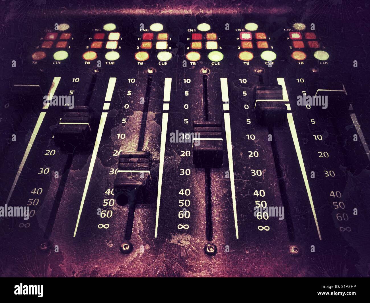 A slide pot sound board in a radio station Stock Photo - Alamy