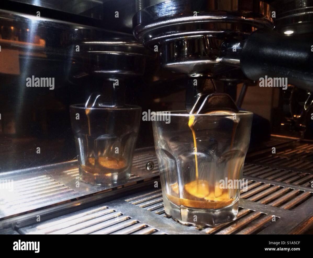 Making Espresso Coffee with Espresso Machine Stock Photo Alamy