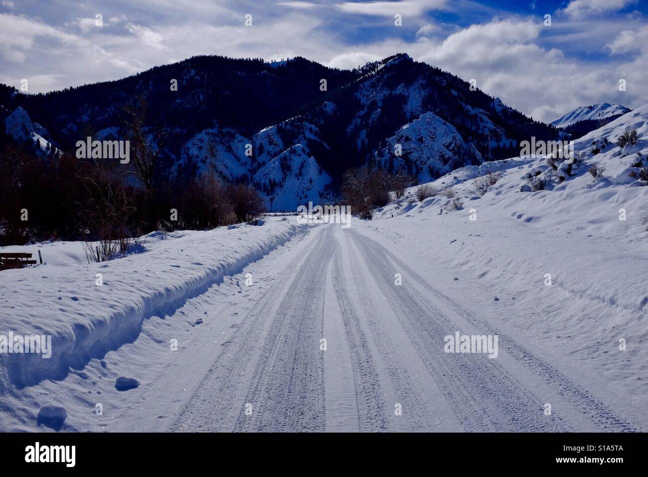 Snowy road Stock Photo
