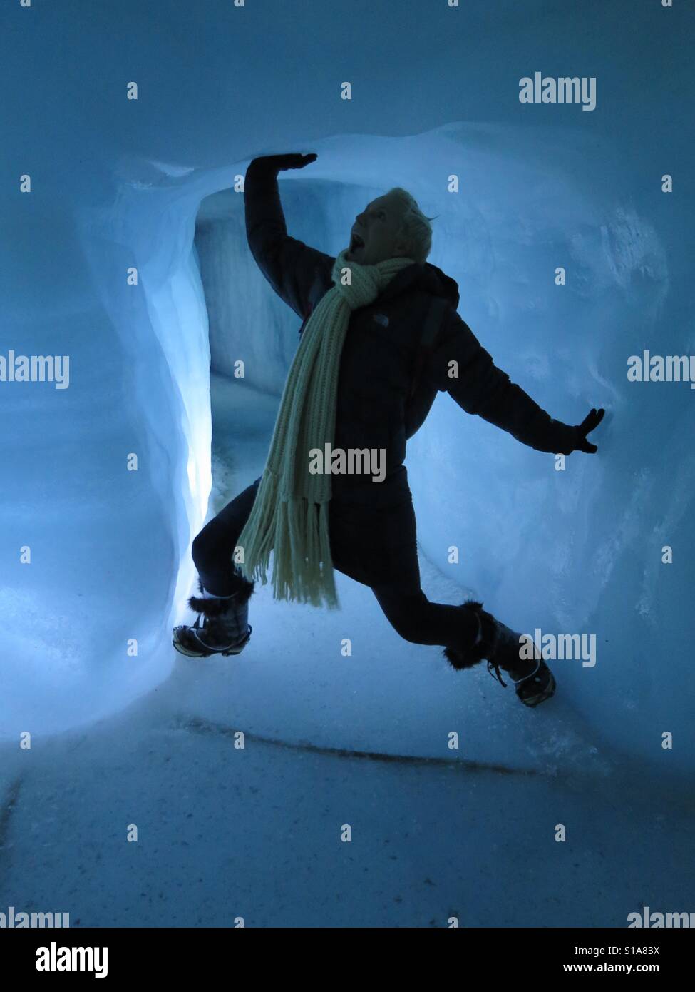 Screaming in an ice tunnel - Smartphone Captured Stock Image