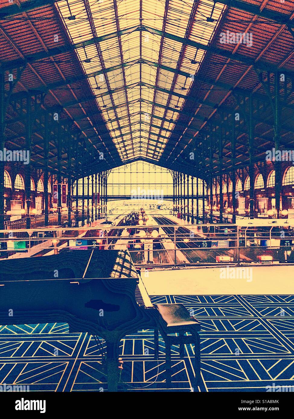 Piano at Eurostar terminal, Gare du Nord, Paris - Smartphone Captured Stock Image