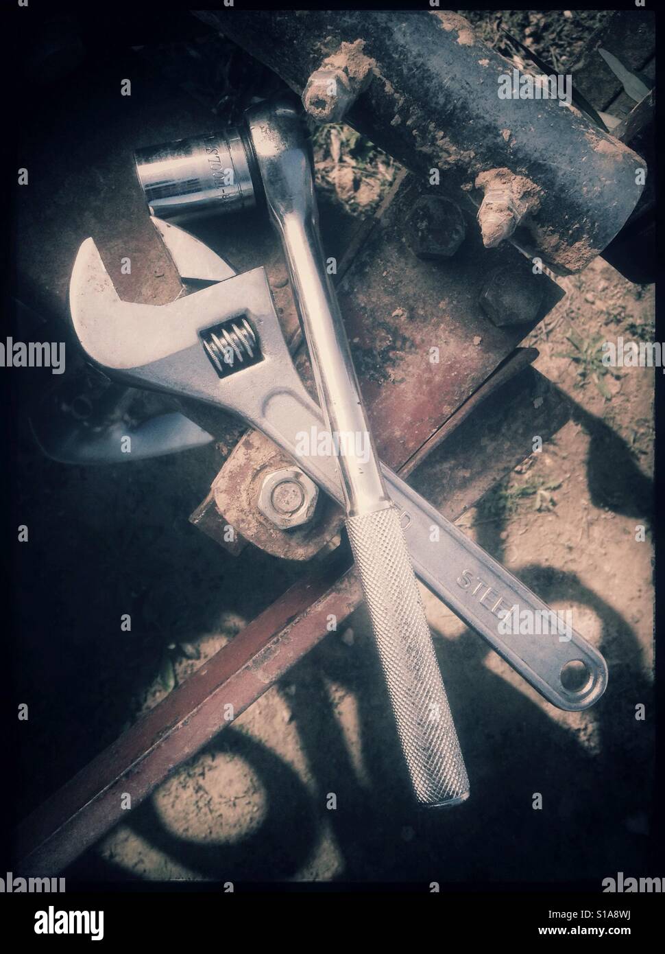 Fixing the plough... - Smartphone Captured Stock Image