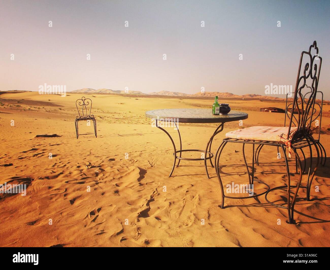 Lonely chair in the Sahara - Smartphone Captured Stock Image