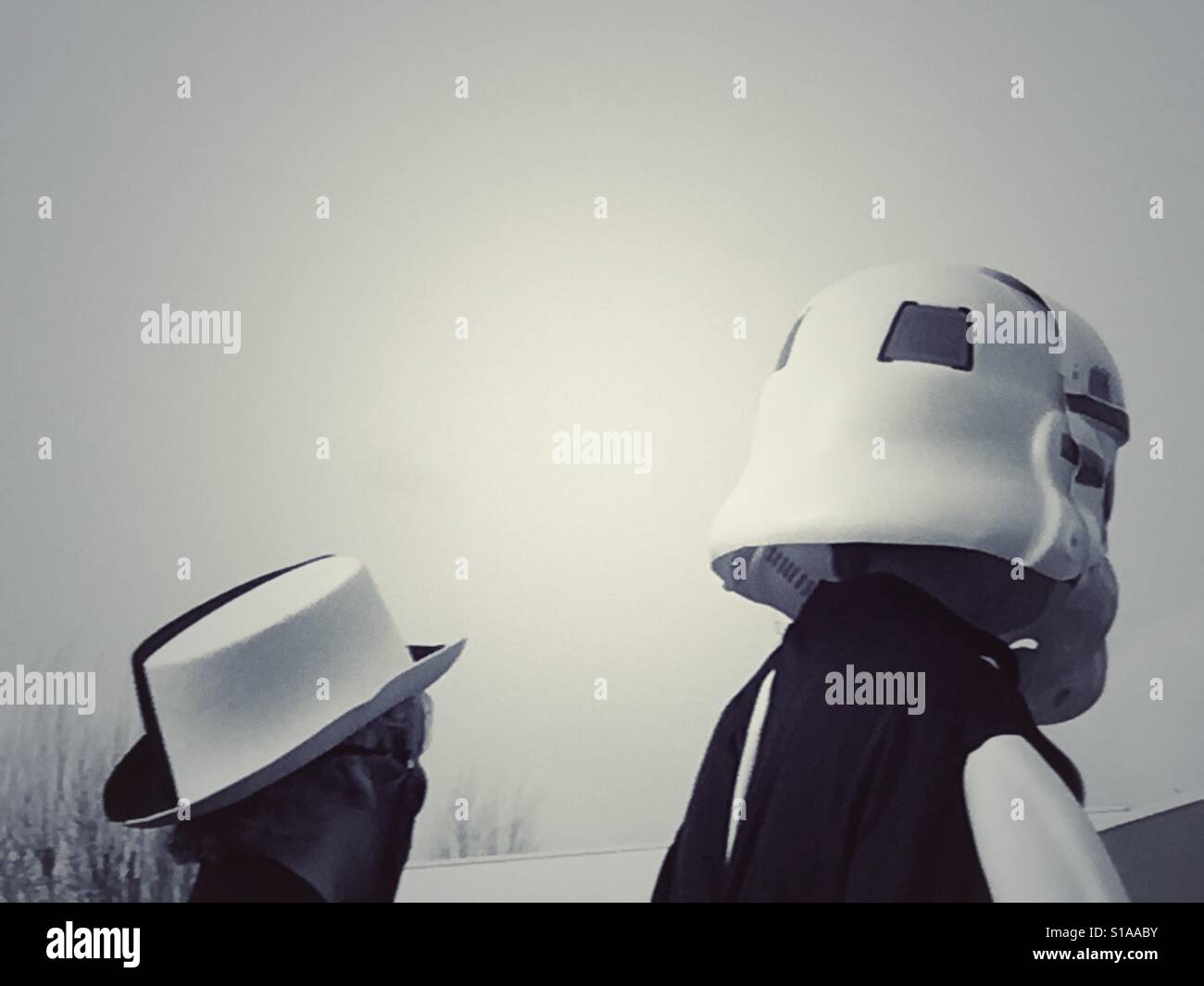 Stormtrooper and friend. Carnival, Lisbon, Portugal. - Smartphone Captured Stock Image