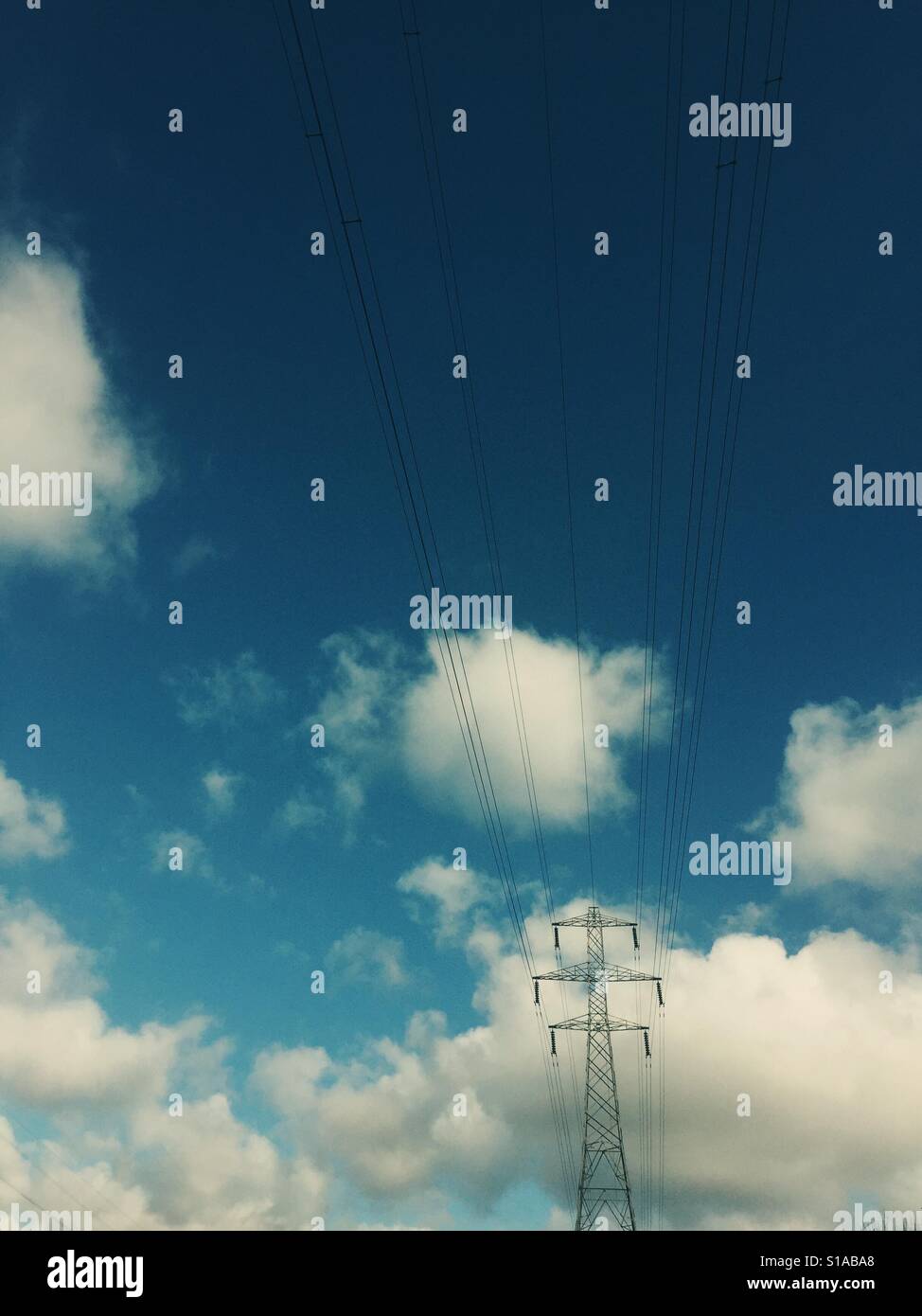 Power pylon with vintage effect applied. - Smartphone Captured Stock Image