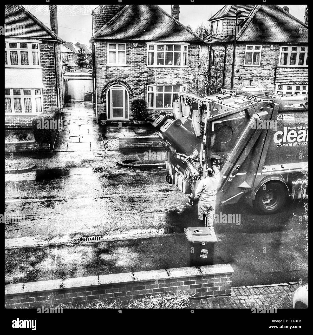 Rubbish collector, Nottingham - Smartphone Captured Stock Image