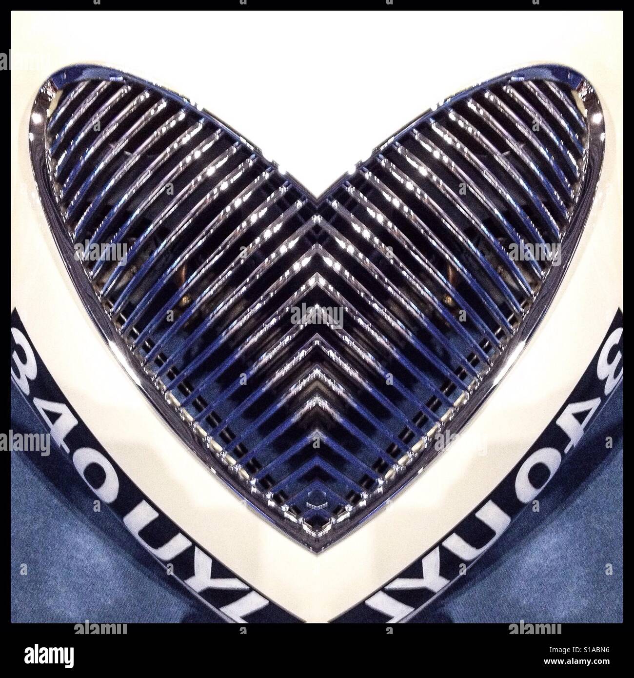 Chrome Heart made from a photo manipulated retro cat radiator grill - Smartphone Captured Stock Image