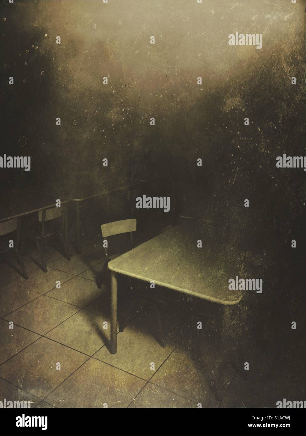 Empty tables in school diner - Smartphone Captured Stock Image