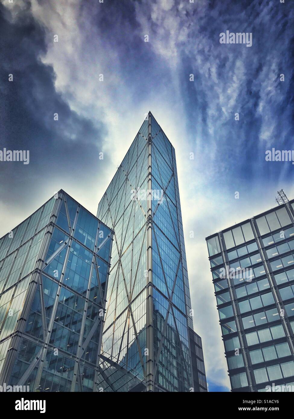 Glass office blocks in the City of London - Smartphone Captured Stock Image