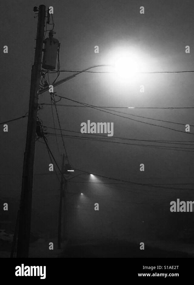 Foggy night, street light Stock Photo Alamy
