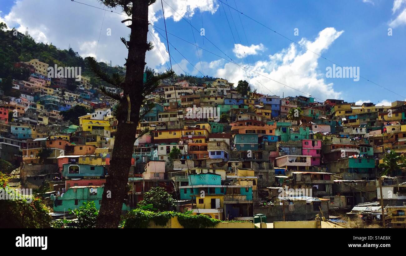 Haitian hillside housing Stock Photo Alamy