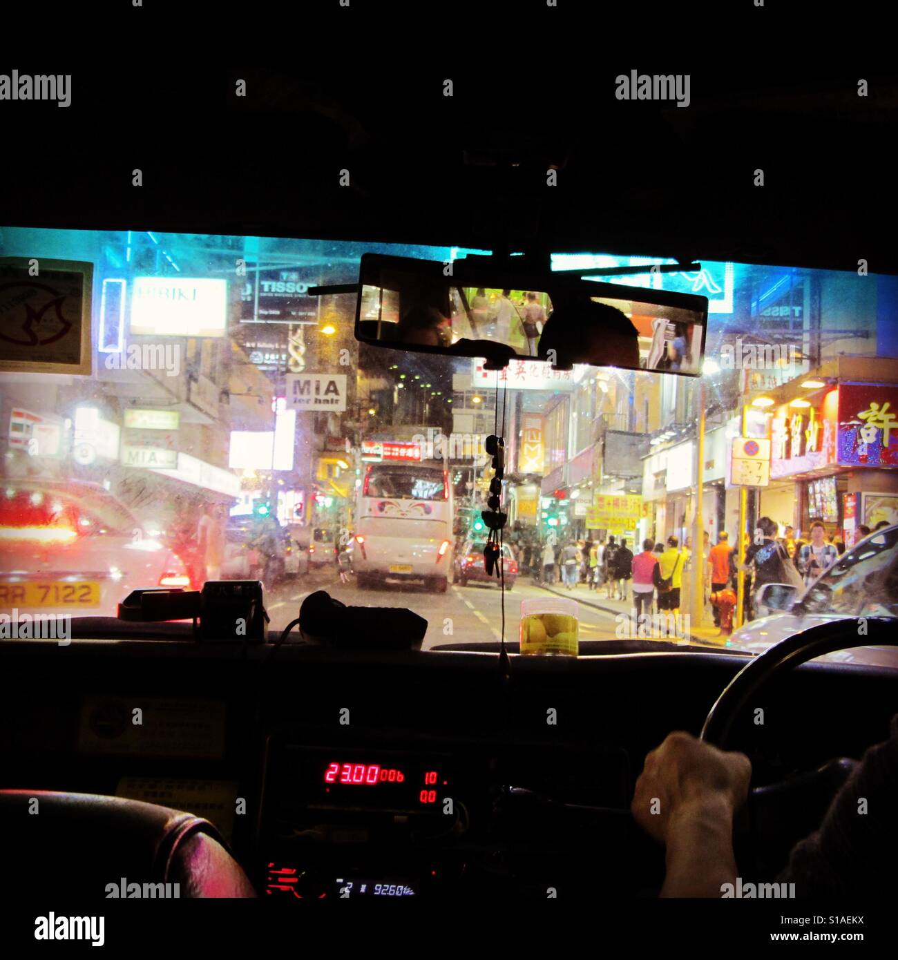 Taxi ride in Hong Kong - Smartphone Captured Stock Image