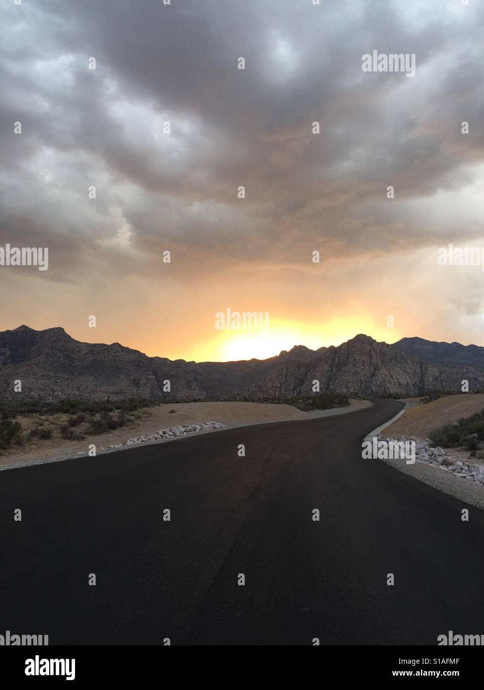 Amazing sunset on a cloudy cold winter day - Smartphone Captured Stock Image