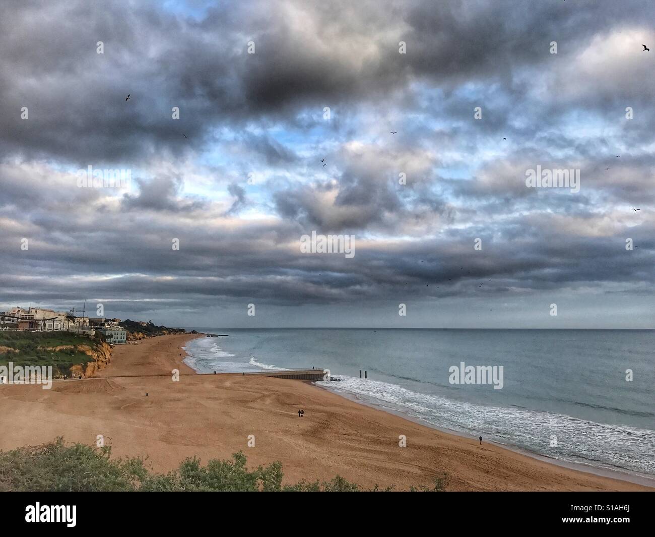 Albufeira beach in winter Portugal - Smartphone Captured Stock Image