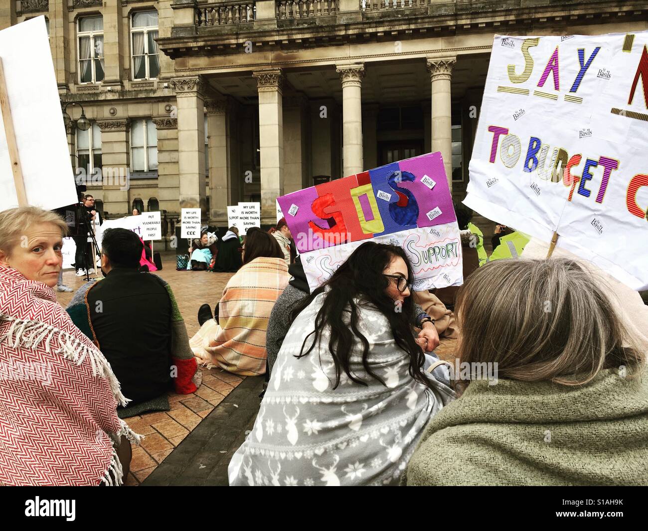 St Basil's flash mob Victoria Square Birmingham - Smartphone Captured Stock Image