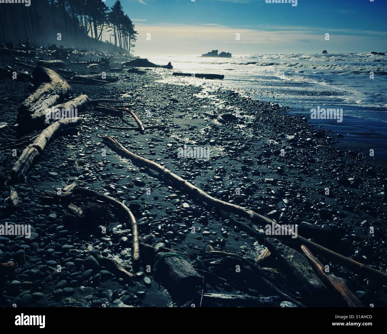 Rocky Ruby Beach at Olympic National Park, WA - Smartphone Captured Stock Image