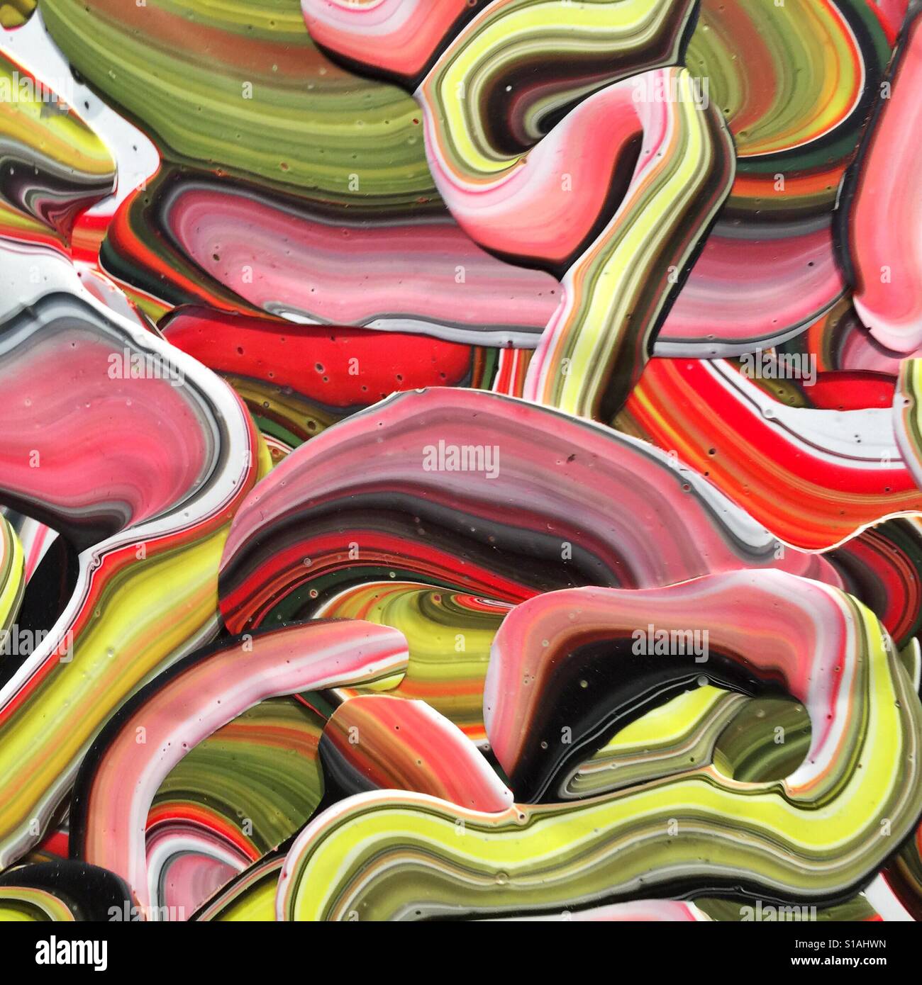 Colorful piece of artwork made from latex paint Stock Photo Alamy