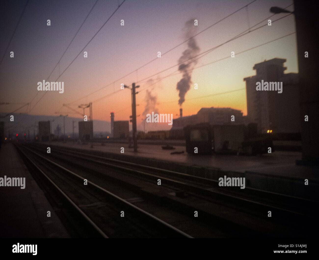 Skopje International Railway Station in Macedonia - Smartphone Captured Stock Image