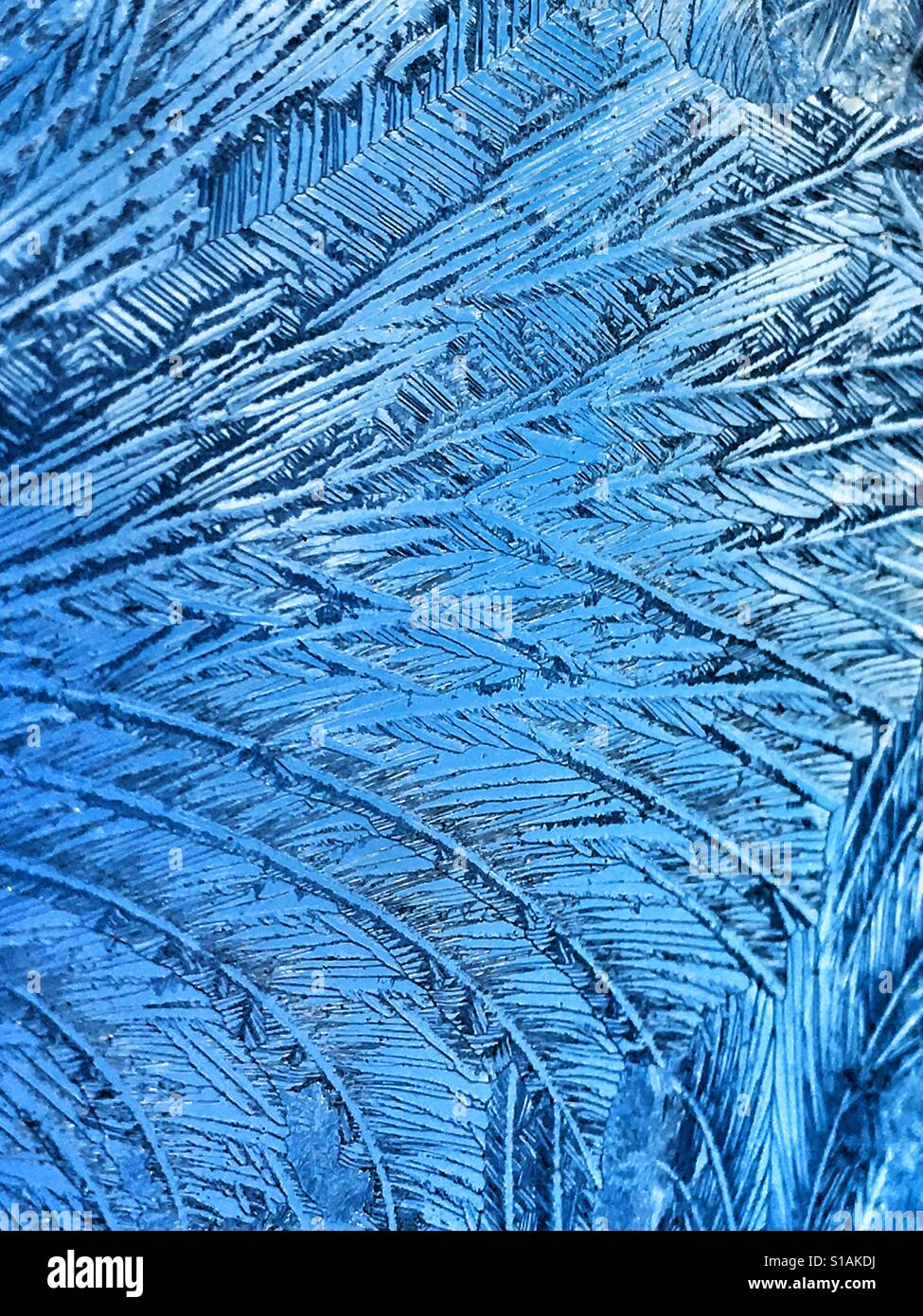 Frost on car windscreen, inside looking out Stock Photo Alamy