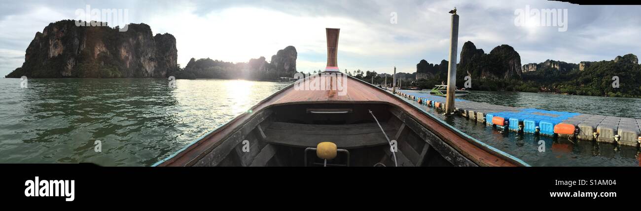Longtail boat from Krabi to Railay Beach, Thailand Stock Photo