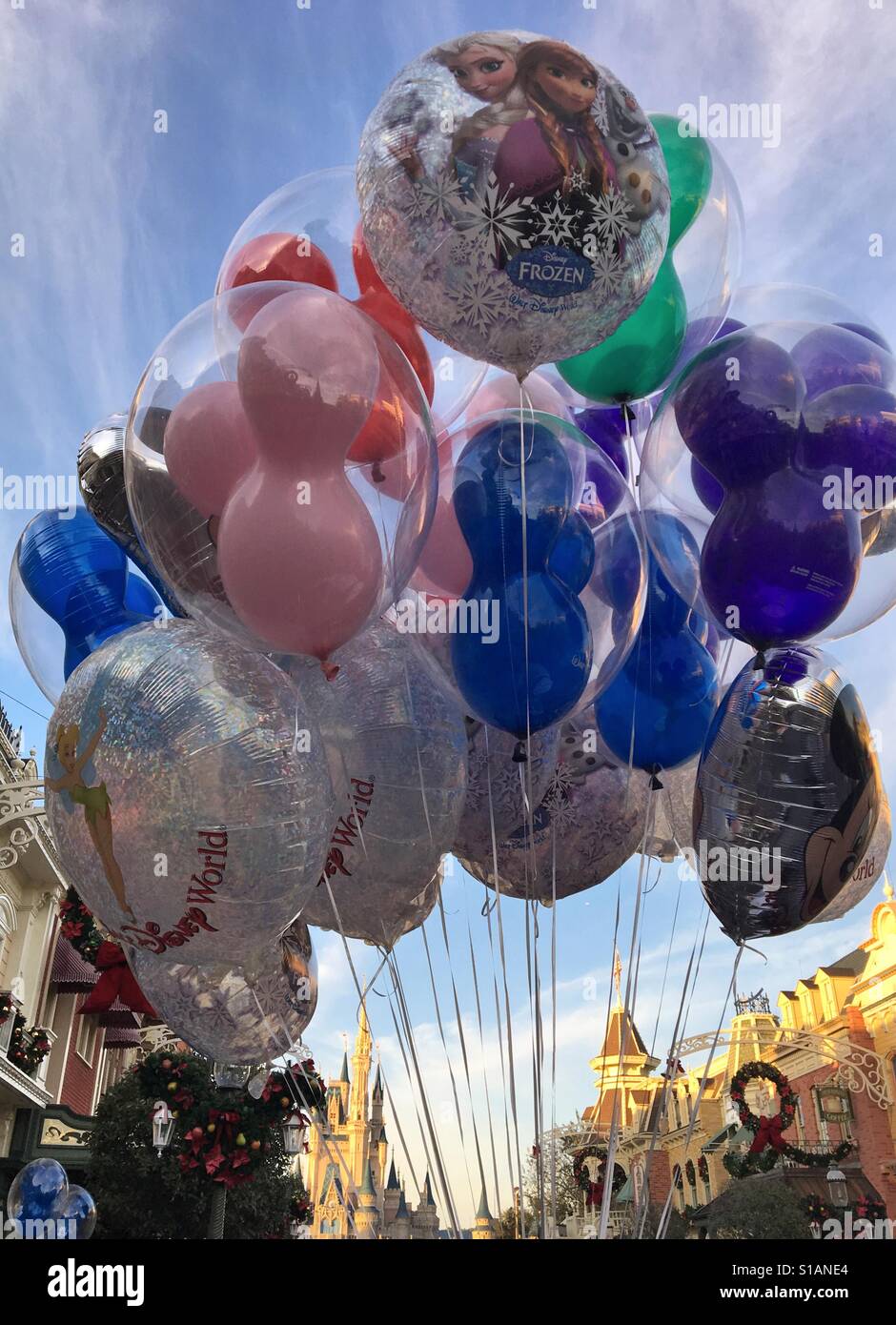 Balloons in Magic Kingdom at Disney World, Orlando, Florida. Stock Photo