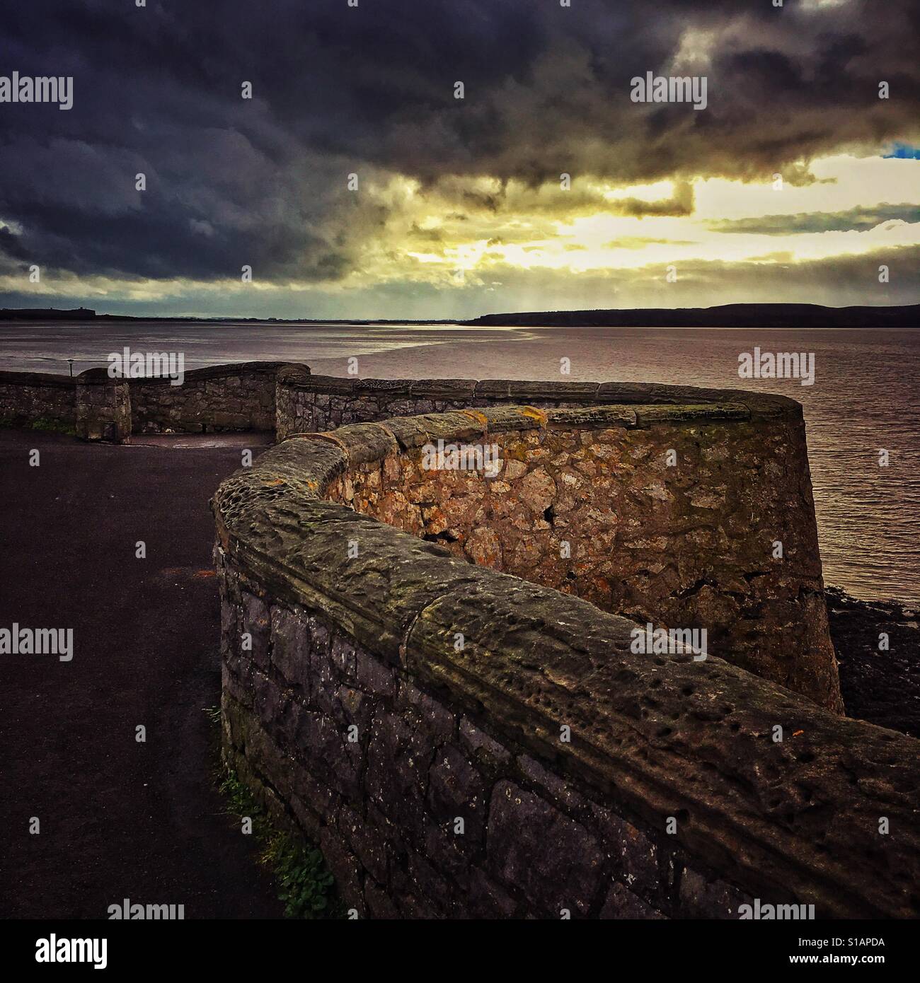 View over Bristol Channel, Weston super Mare, North Somerset, England - Smartphone Captured Stock Image
