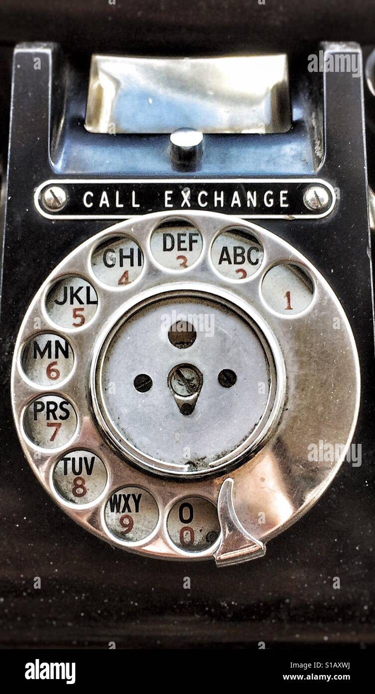 Old rotary telephone close-up Stock Photo
