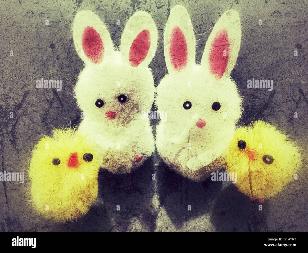 Easter bunnies and chicks - Smartphone Captured Stock Image
