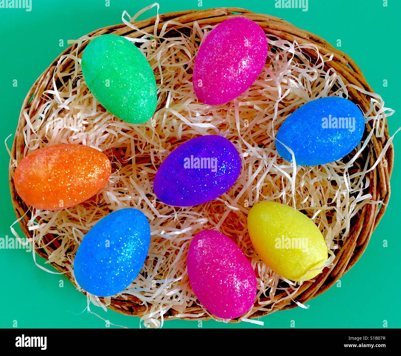Easter Eggs in a Nest - Smartphone Captured Stock Image