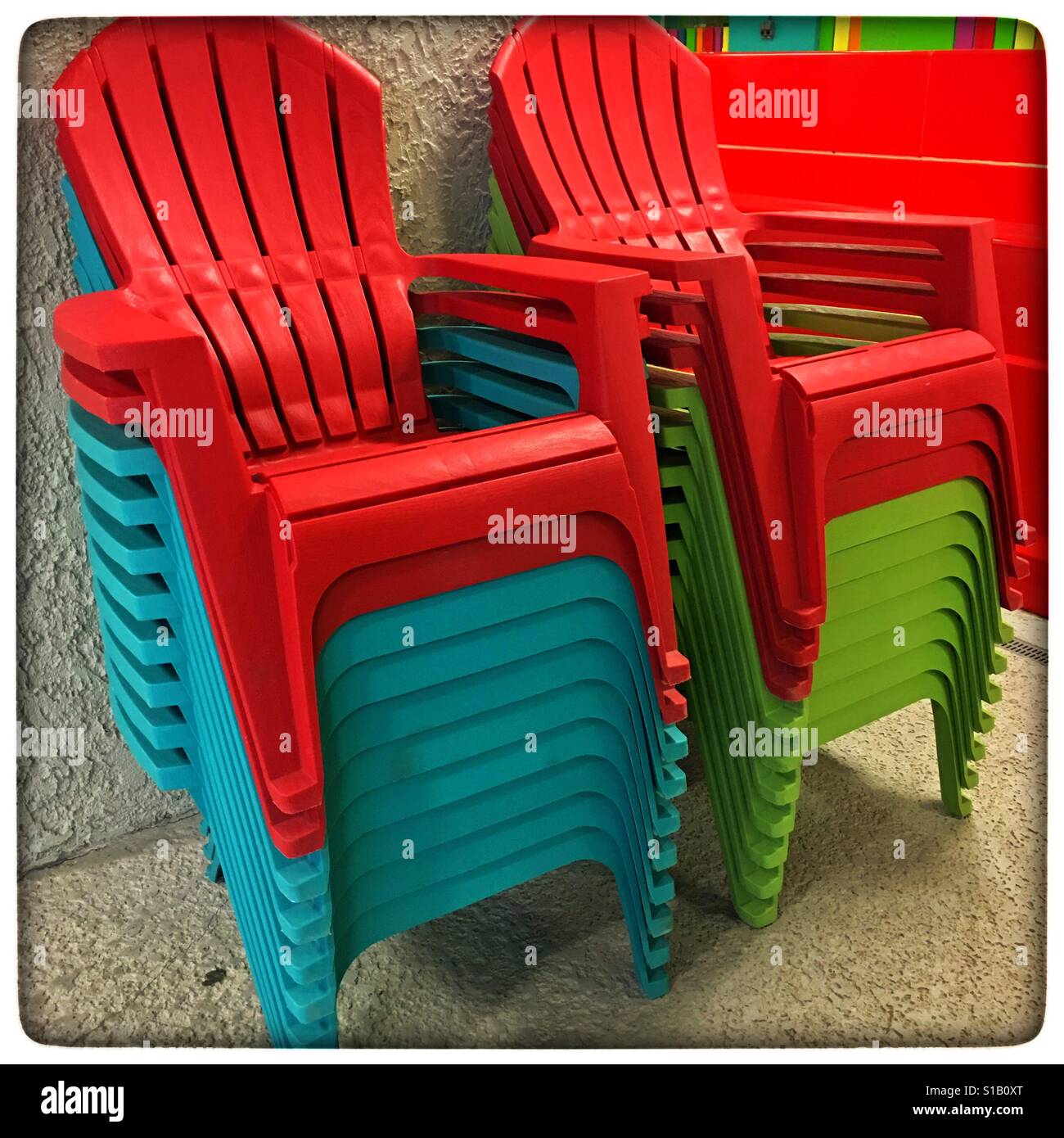 Plastic Adirondack Chairs Stock Photo Alamy