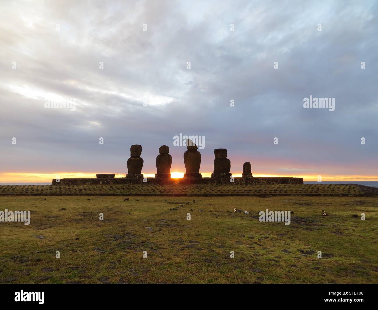 Famous moai statues on Easter Island Stock Photo Alamy
