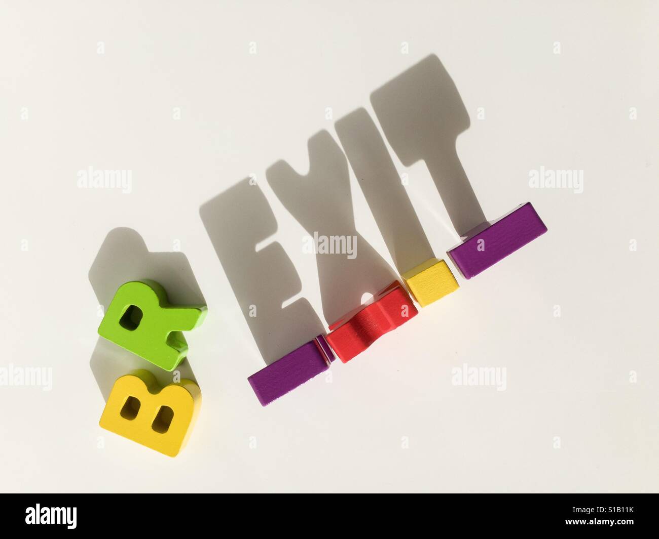 BREXIT written with colourful wooden letters Stock Photo