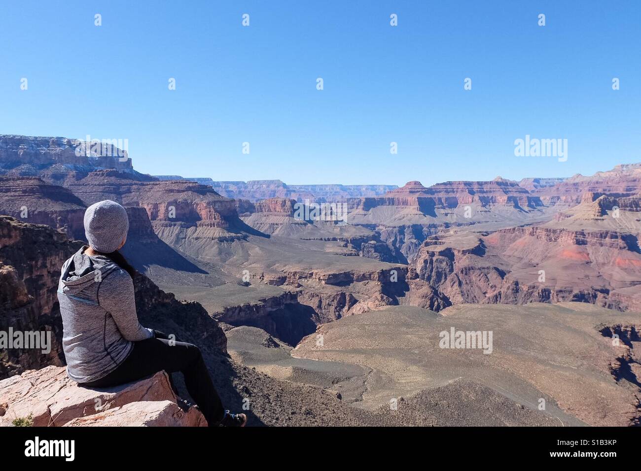 Woman at the Grand Canyon - Smartphone Captured Stock Image
