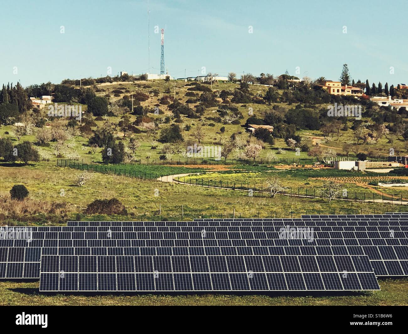 Solar energy panels Lagos Algarve Portugal - Smartphone Captured Stock Image