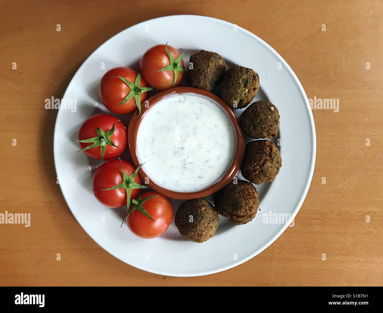 Falafel and tomatoes - Smartphone Captured Stock Image