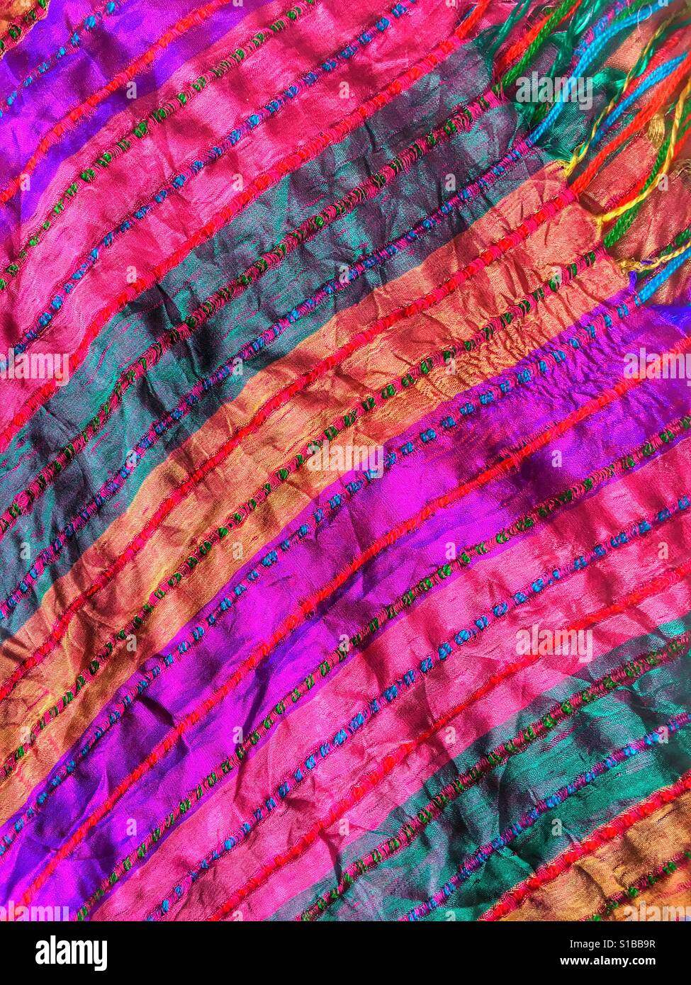 Multi coloured striped silk - Smartphone Captured Stock Image