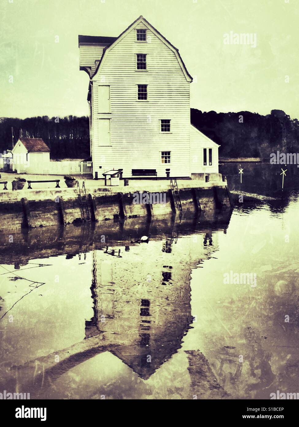 Tide Mill, river Deben, Woodbridge, Suffolk, UK. - Smartphone Captured Stock Image