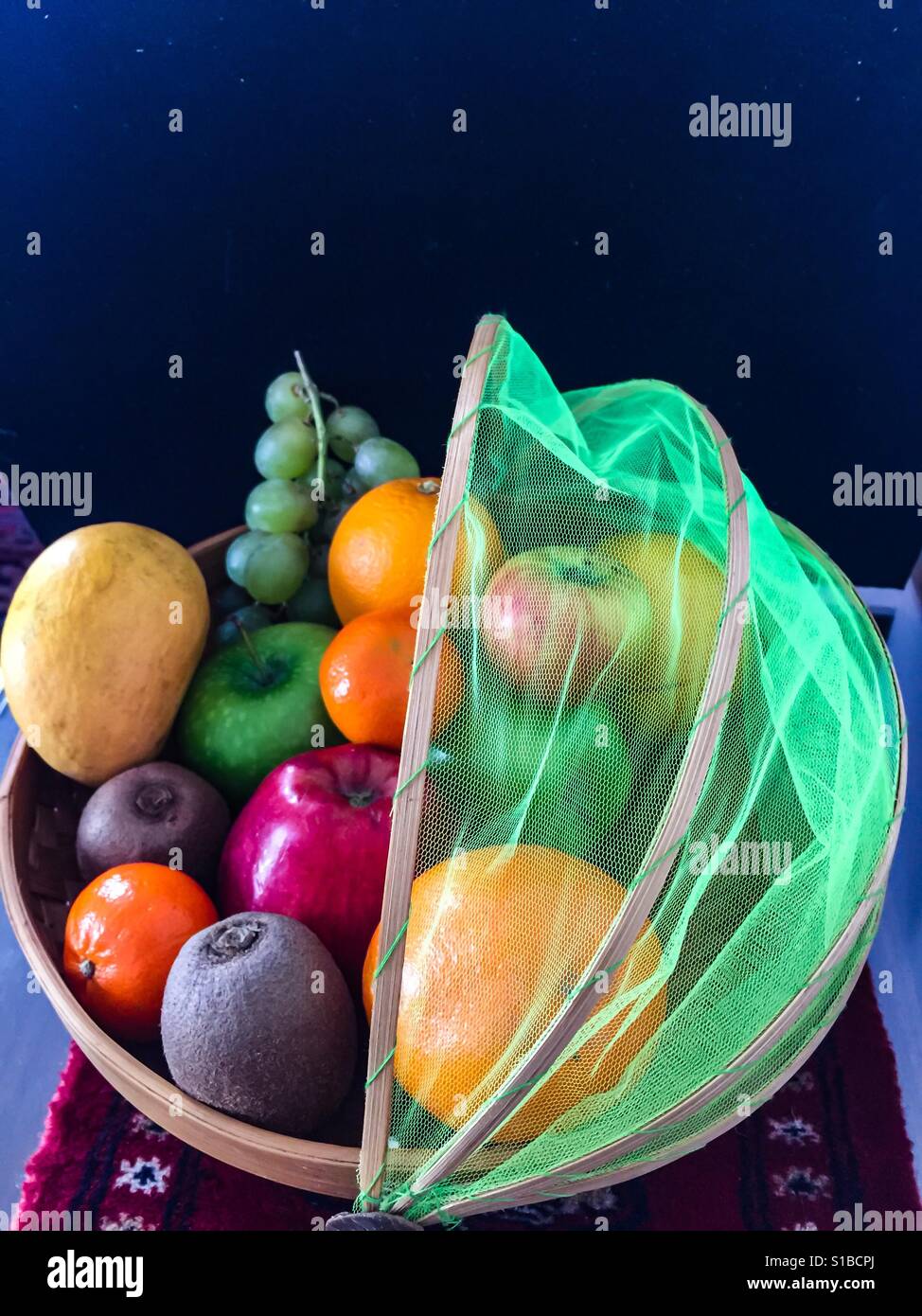 Round basket with mesh - Smartphone Captured Stock Image