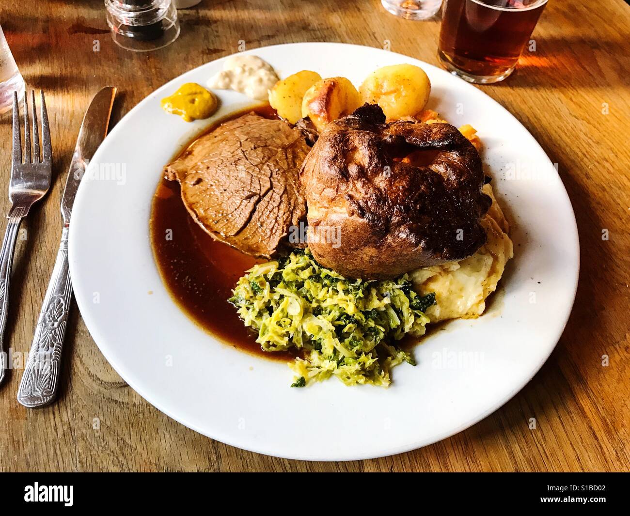 Classic roast beef Sunday pub lunch, in Weardale, County Durham