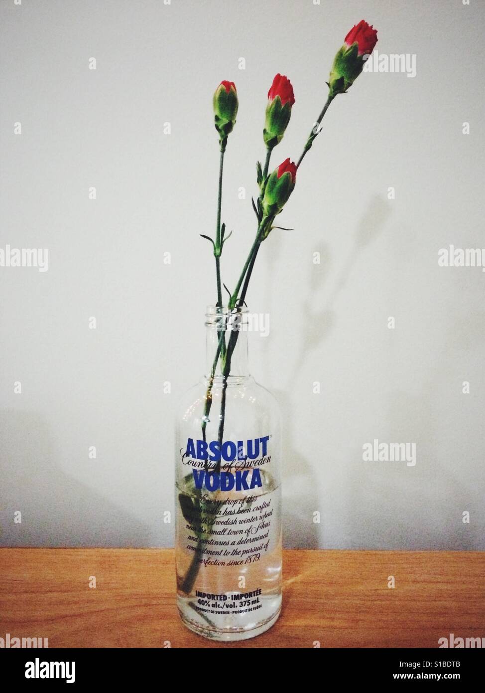 Flowers in vodka bottle Stock Photo Alamy