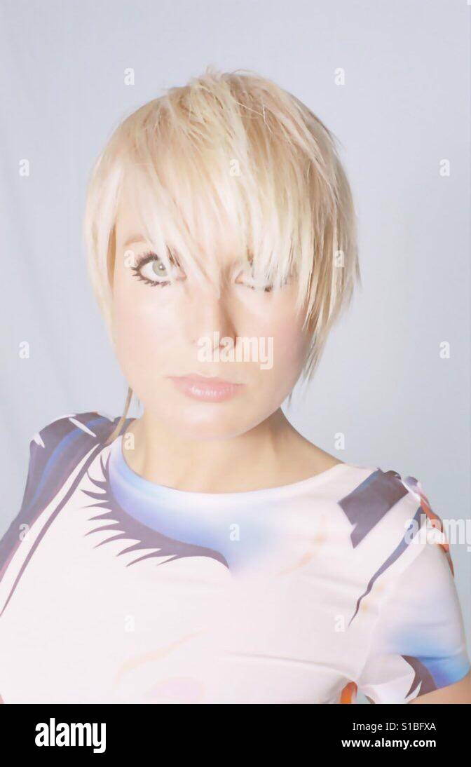 Woman with eyeliner to match top - Smartphone Captured Stock Image