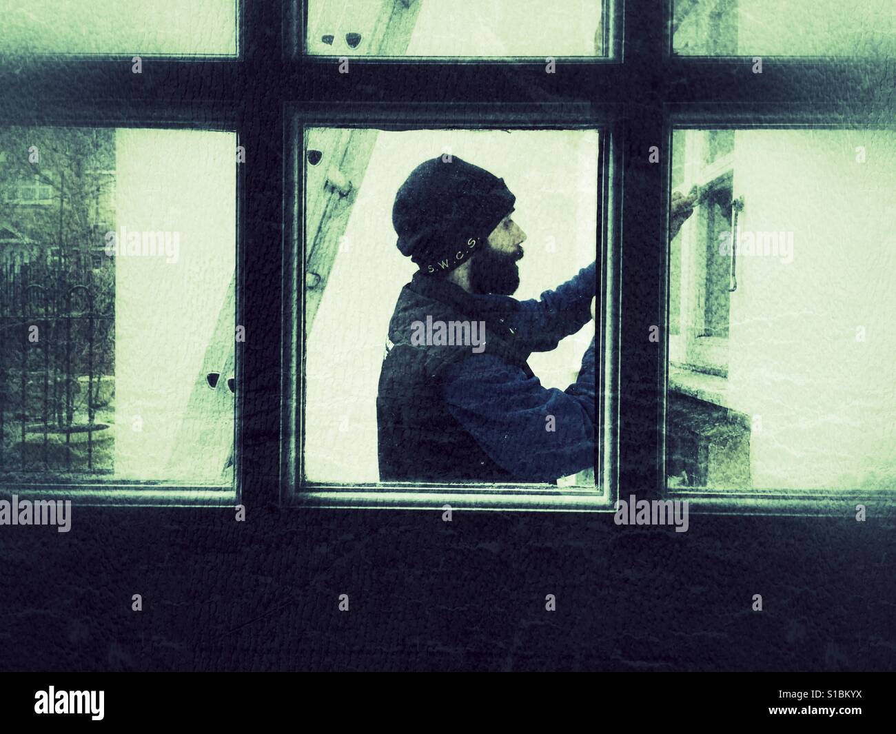 Window cleaner - Smartphone Captured Stock Image