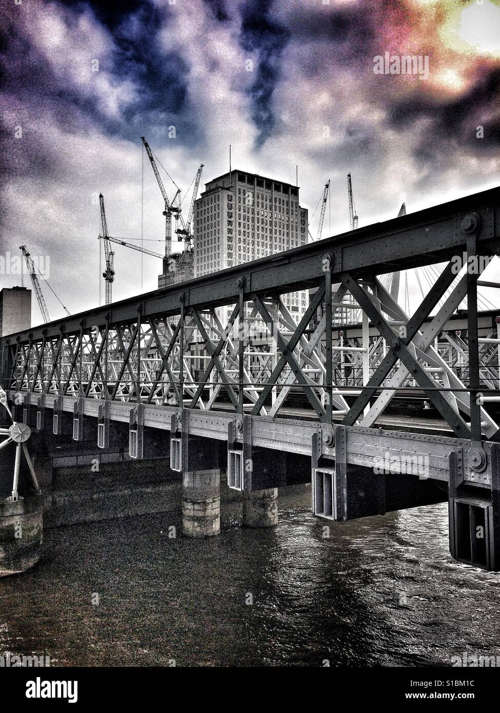 Hungerford railway bridge, London UK - Smartphone Captured Stock Image