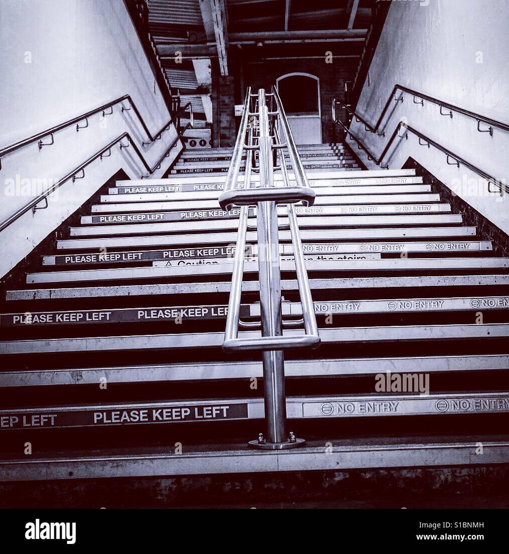 Stairway to Platform 4, Doncaster Train Station. Stock Photo