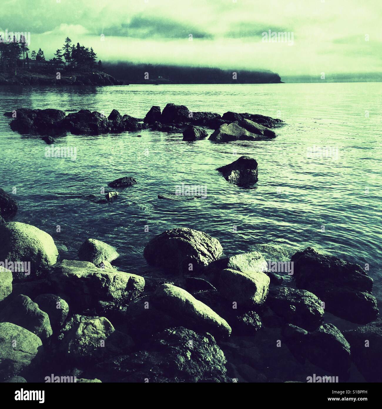 Magical waters of pacific ocean at San Juan Islands archipelago in Washington State, USA Stock 