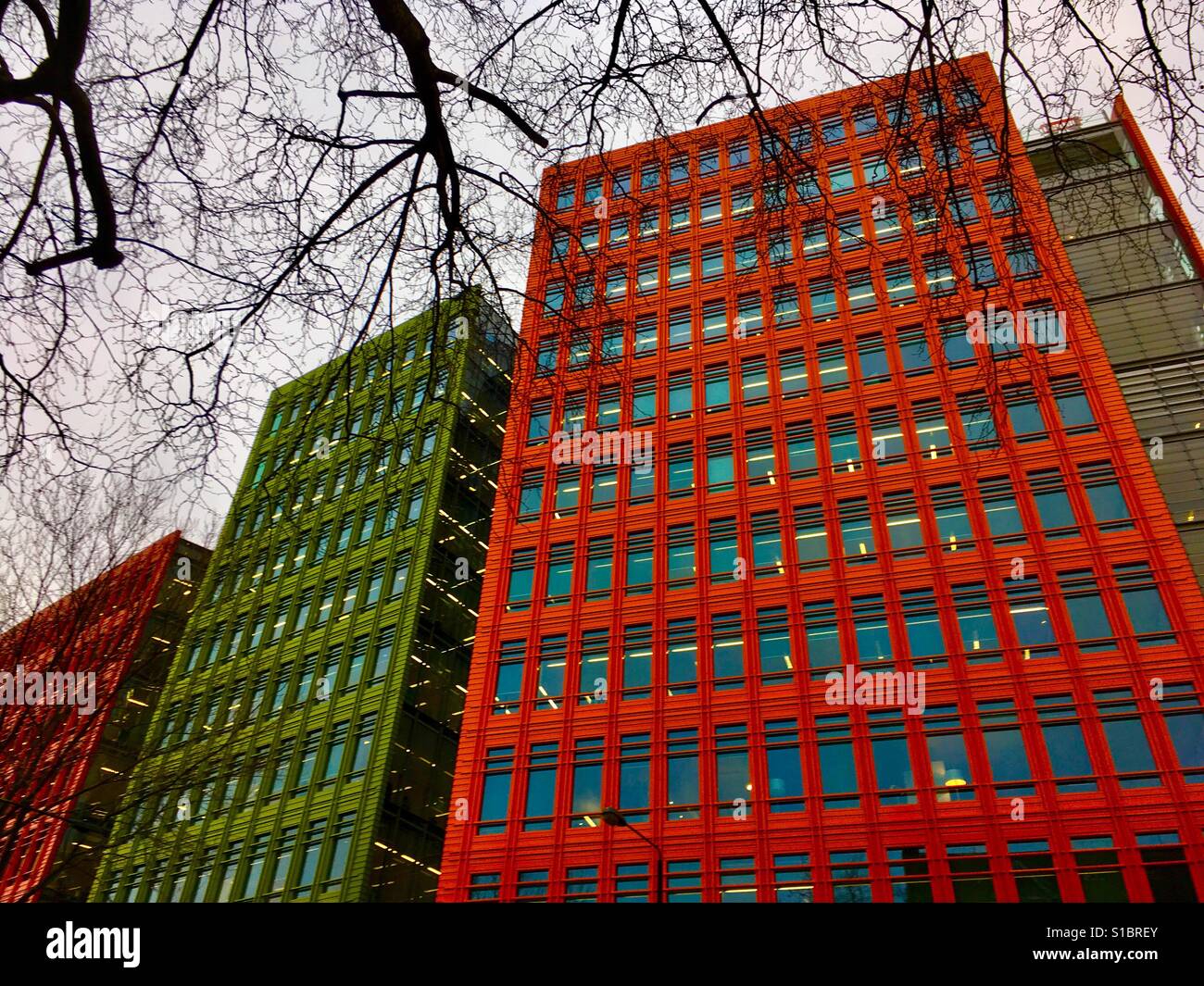 Colourful Office Buildings in London - Smartphone Captured Stock Image